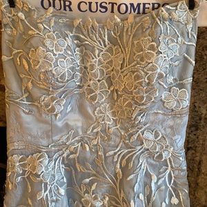 Light blue lace backless dress